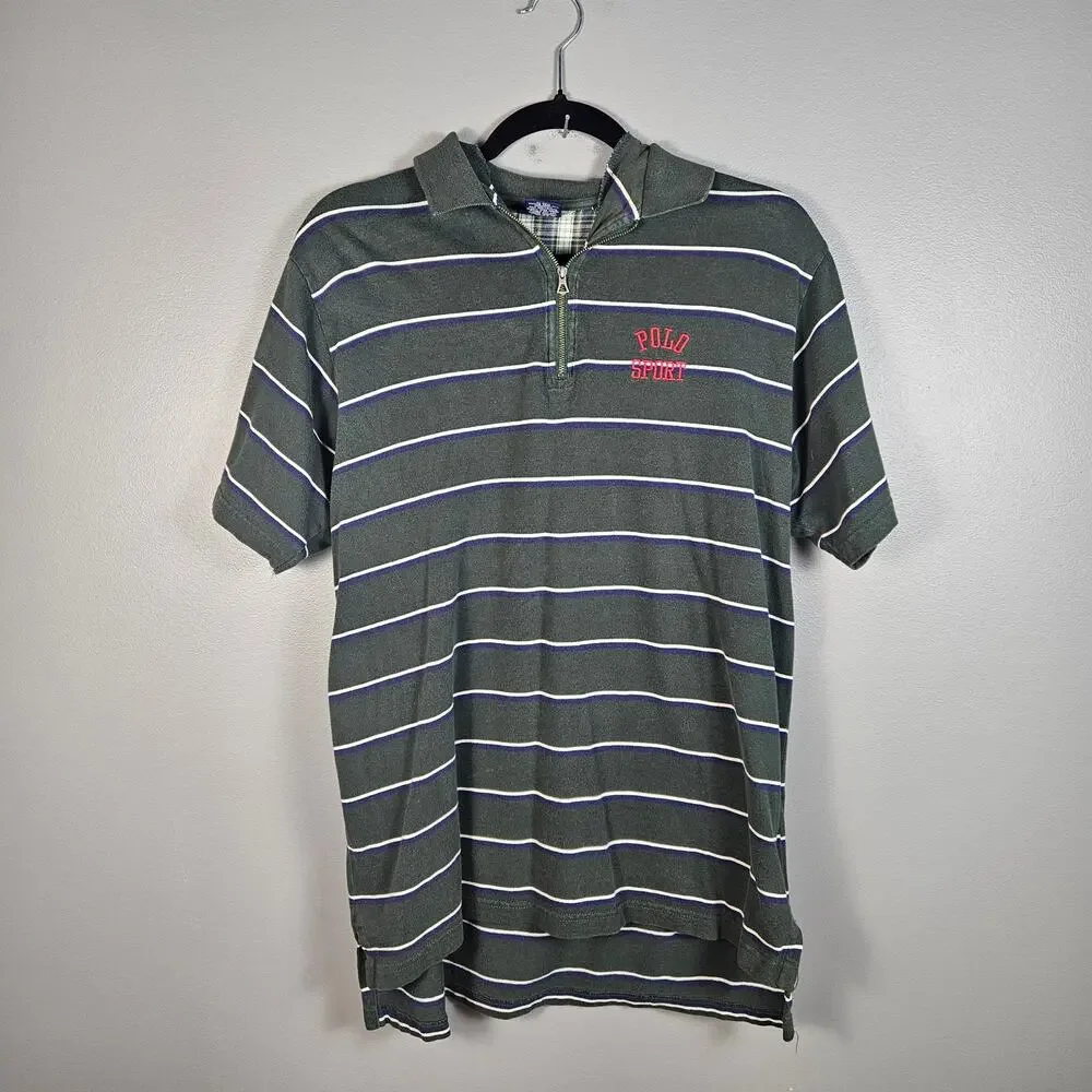 Ralph Lauren Polo Sport Men's XL‎ Green Striped Short Sleeve Golf Shirt Preppy